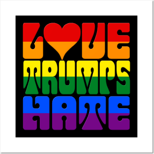 LOVE TRUMPS HATE Anti-Trump LGBTQ Gay Pride Flag Posters and Art